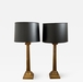 Pair Bronzed Fluted Column Lamps