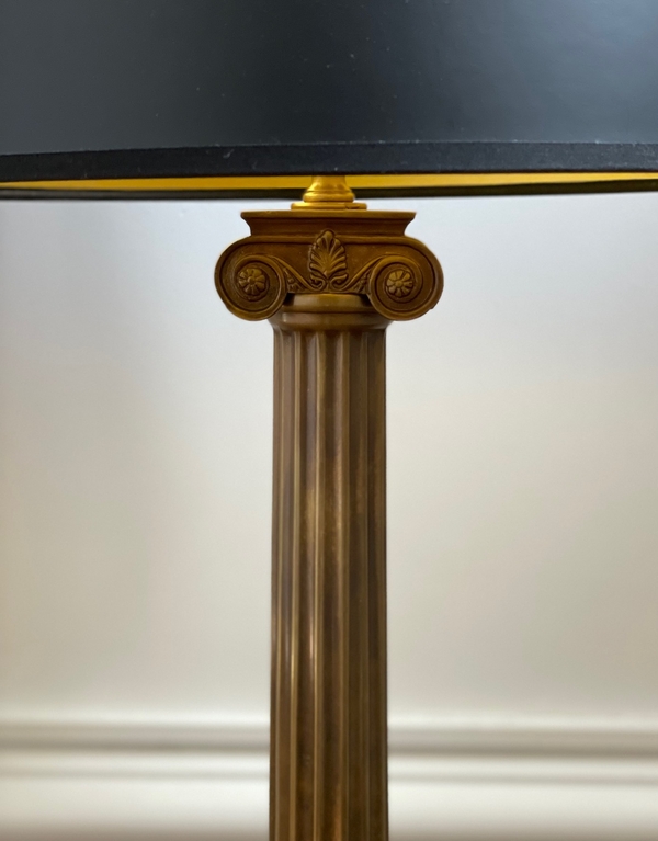 Pair Bronzed Fluted Column Lamps B